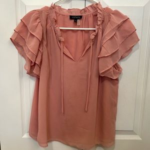1. State Flutter sleeve tie v-neck blouse
